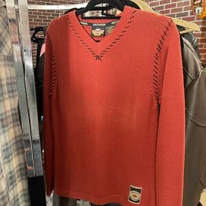 Harley-Davidson V-Neck Sweater in Rust Red